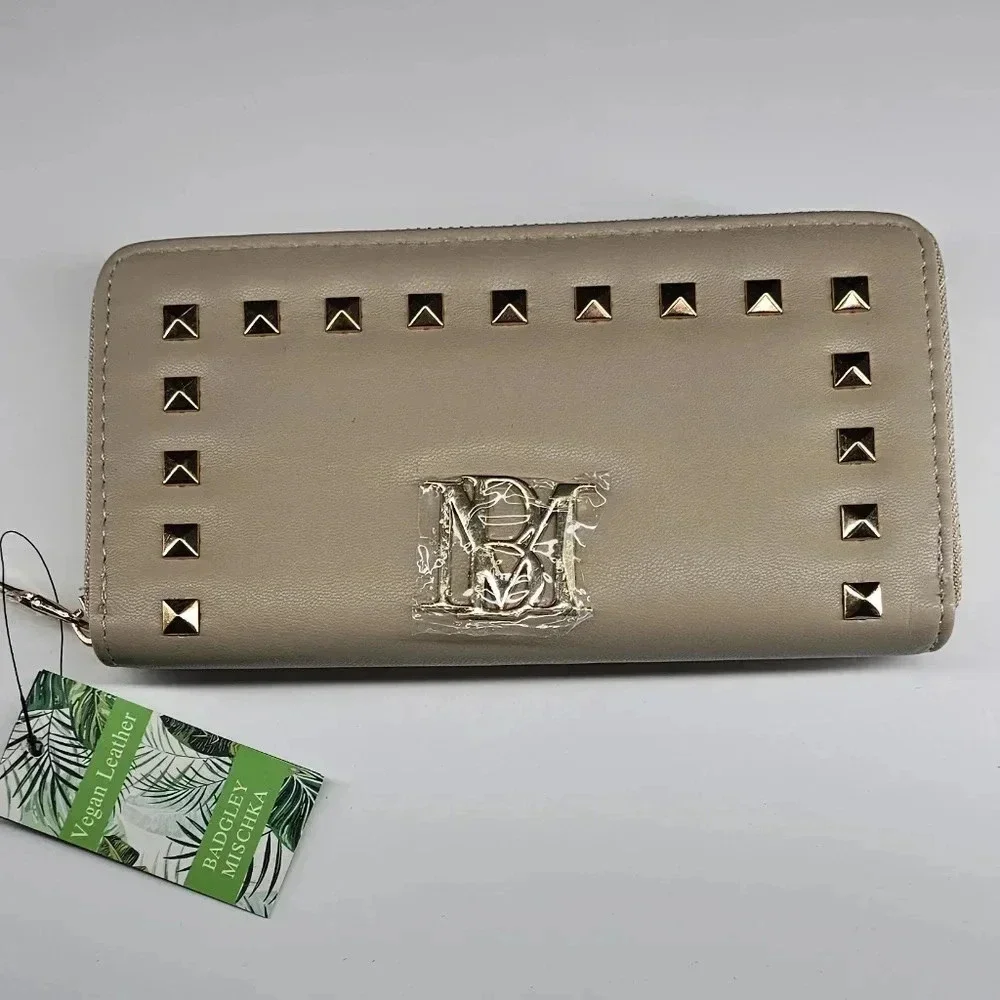 Badgley Mischka wallet w/ large gold studs NWT
